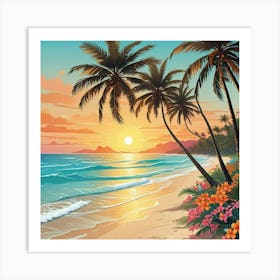 Palm Tree Sunset Art Prin (6) Art Print