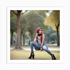 94 Very Beautiful Random Expression 25 Years Old Muslim Woman In Random Dress Jeans With Random Bracle Art Print