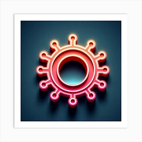 Neon Coronavirus Symbol Art Print