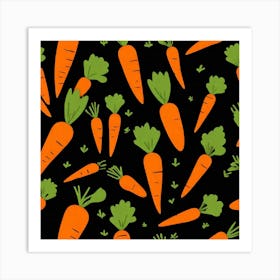 Carrots On Black Background 7 Art Print