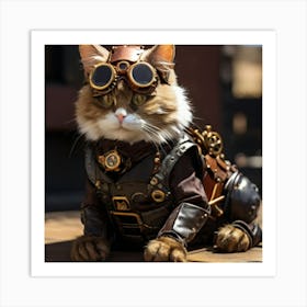 Steampunk Cat Art Print