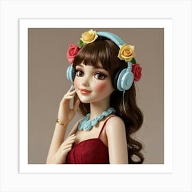 Doll With Headphones 1 Art Print