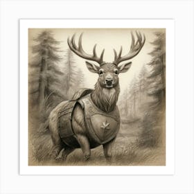 Deer In The Woods 56 Art Print