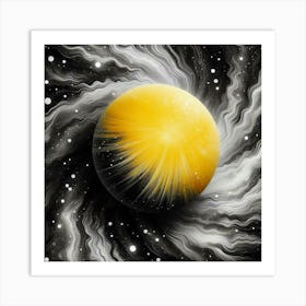 Yellow Planet In Space Art Print