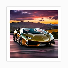 Golden Lamborghini Art Print