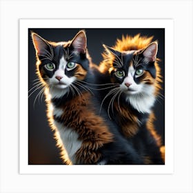 Portrait Of Two Cats Art Print