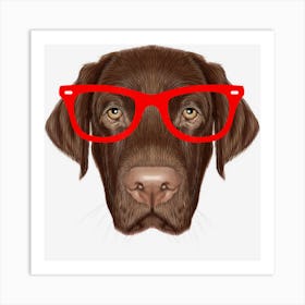 Chocolate Labrador Retriever With Glasses Lab Art Print