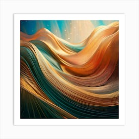 Firefly Symphony, Curves, Abstract, Flowing, Dynamic, Graceful, Elegant, Artistic, Fluid, Wavy, Harm (1) Art Print