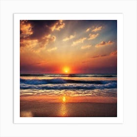 Sunset On The Beach 222 Art Print