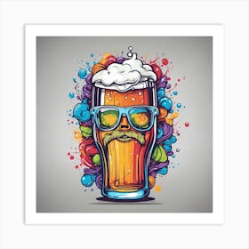 Beer Glass With Glasses And Mustache Art Print