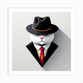Maffia Cat In A Suit Art Print