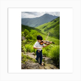 Violinist In The Mountains Art Print