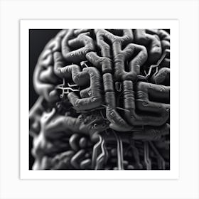 Human Brain With Electronic Circuits 2 Art Print