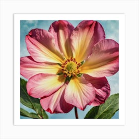 Pink And Yellow Dahlia Art Print