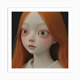 Girl With Long Red Hair Art Print