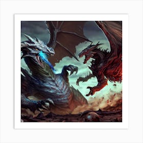Two Dragons Fighting 11 Art Print