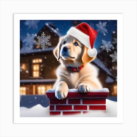 Cute Christmas Puppy Art Print