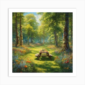 Picnic In The Woods Art Print