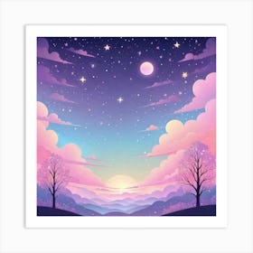 Sky With Twinkling Stars In Pastel Colors Square Composition 180 Art Print