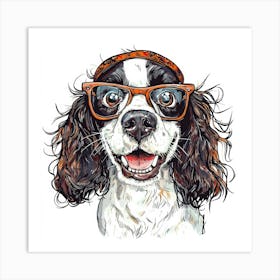 Dog With Glasses 38 Art Print