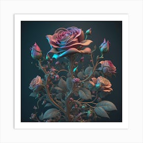 3D Roses Art Print