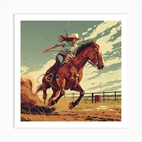 Cowgirl Riding A Horse 2 Art Print