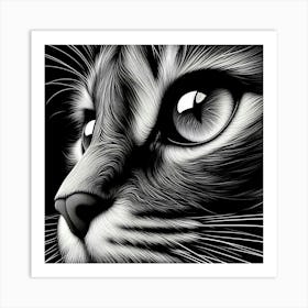 Black And White Cat Portrait 1 Art Print