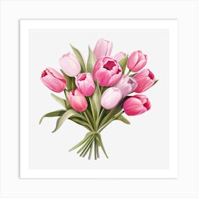 Bouquet Of Pink Tulips 2 Art Print