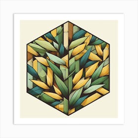 Geometric Art Bamboo leafs 1 Art Print