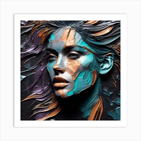 Abstract Woman's Face In 3D Art Print