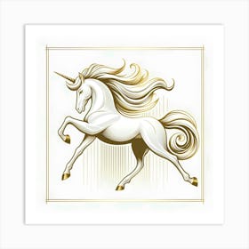 Unicorn With Golden Mane Art Print