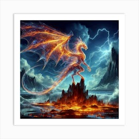 Transparent Fiery Dragon Art Print