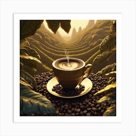 Coffee Cup In A Coffee Plantation Art Print