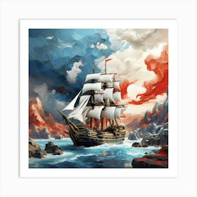 Ship In The Sea Art Print