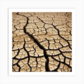 Dry And Cracked Desert 1 Art Print