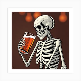 Skeleton Drinking Beer 9 Art Print