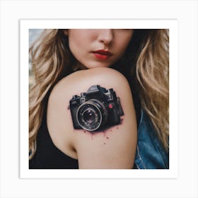 Girl With A Camera Tattoo Art Print