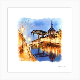 City At Night.A fine artistic print that decorates the place. Art Print