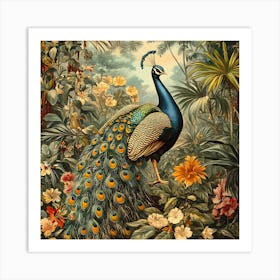 Peacock In The Jungle 1 Art Print