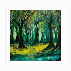 Trees Forest Mystical Forest Nature Junk Journal Landscape Nature Art Print