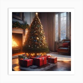 Christmas Tree In The Living Room 33 Art Print