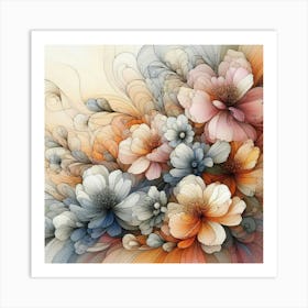 Abstract Flowers Art Print