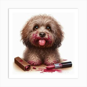 Dog With Lipstick 2 Art Print