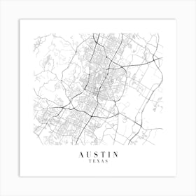 Austin Texas Street Map Minimal Square Art Print
