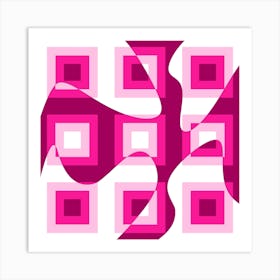 Pink Squares Art Print