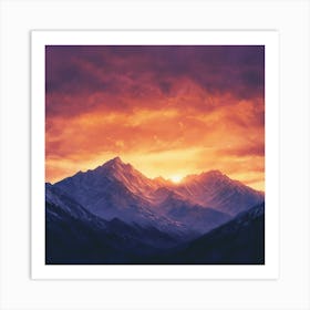 Dynamic Mountain Sunset Landscape 3 Art Print