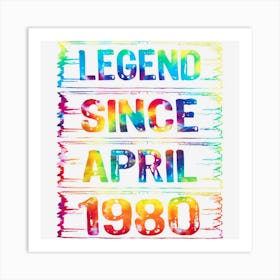 April 43 Years Old Since 1980 43rd Birthday Gifts Tie Dye Art Print