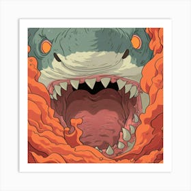 Shark In Flames Art Print