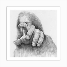 Drawing Of A Hand By Person Art Print