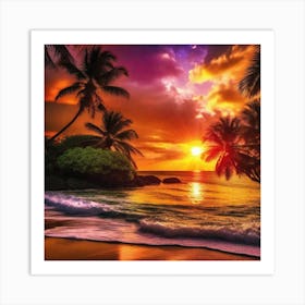 Sunset On The Beach 160 Art Print